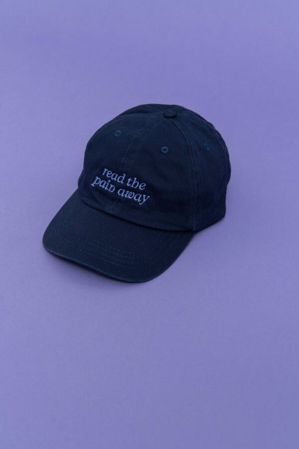 "read the pain away" cap - navy blue - Image 2